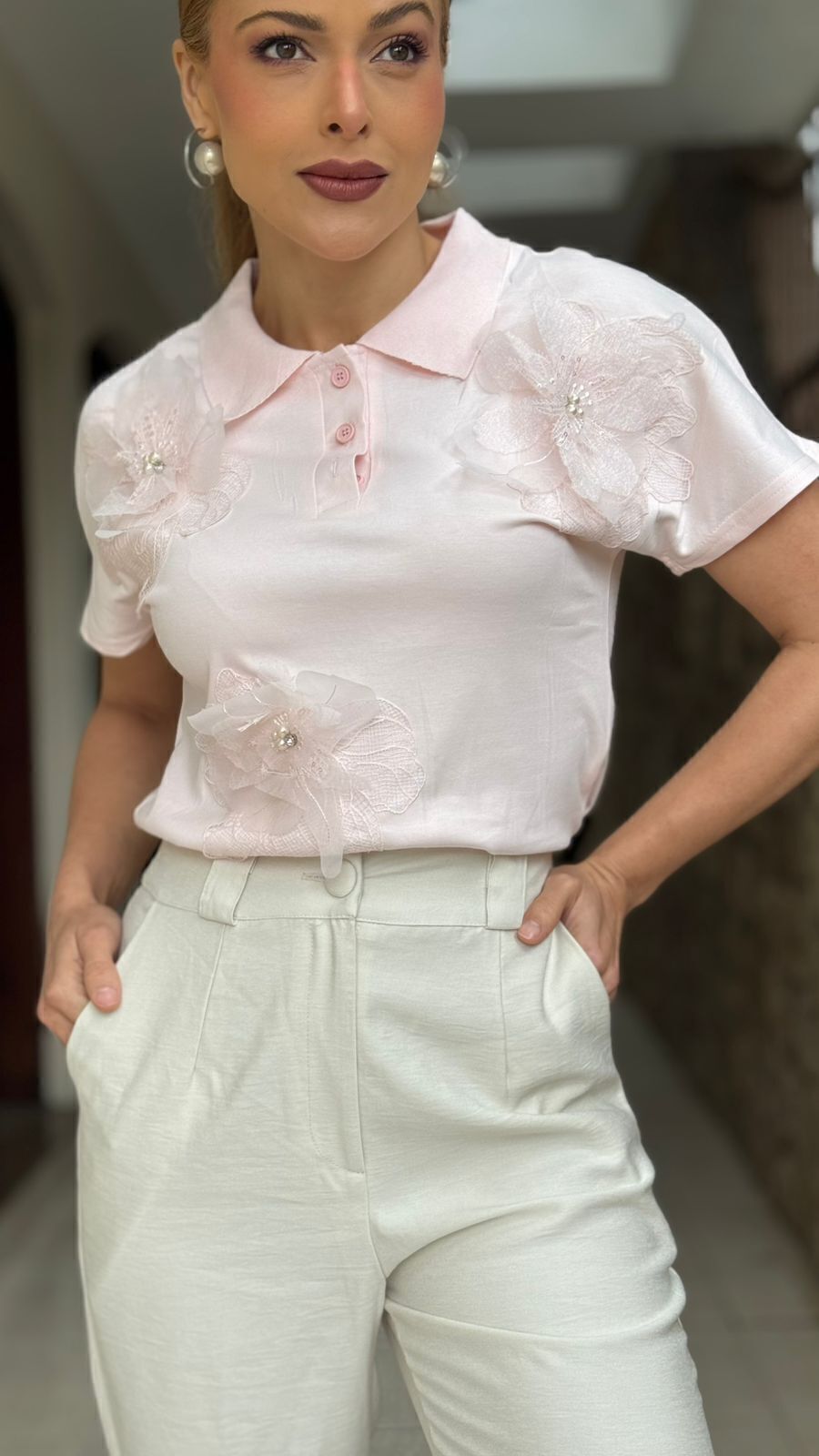 Blusa Polo Flower - Use By Me