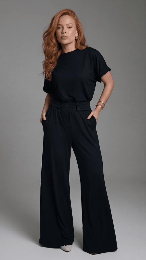 Conjunto Áurea - Calça e Blusa Malha Lisa