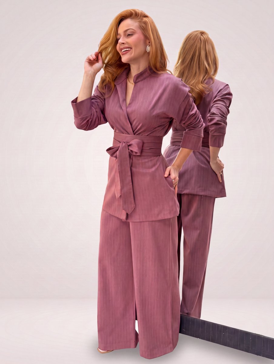 Conjunto de Alfaiataria Feminino Kimono Risca de Giz 3 em 1 - Use By Me