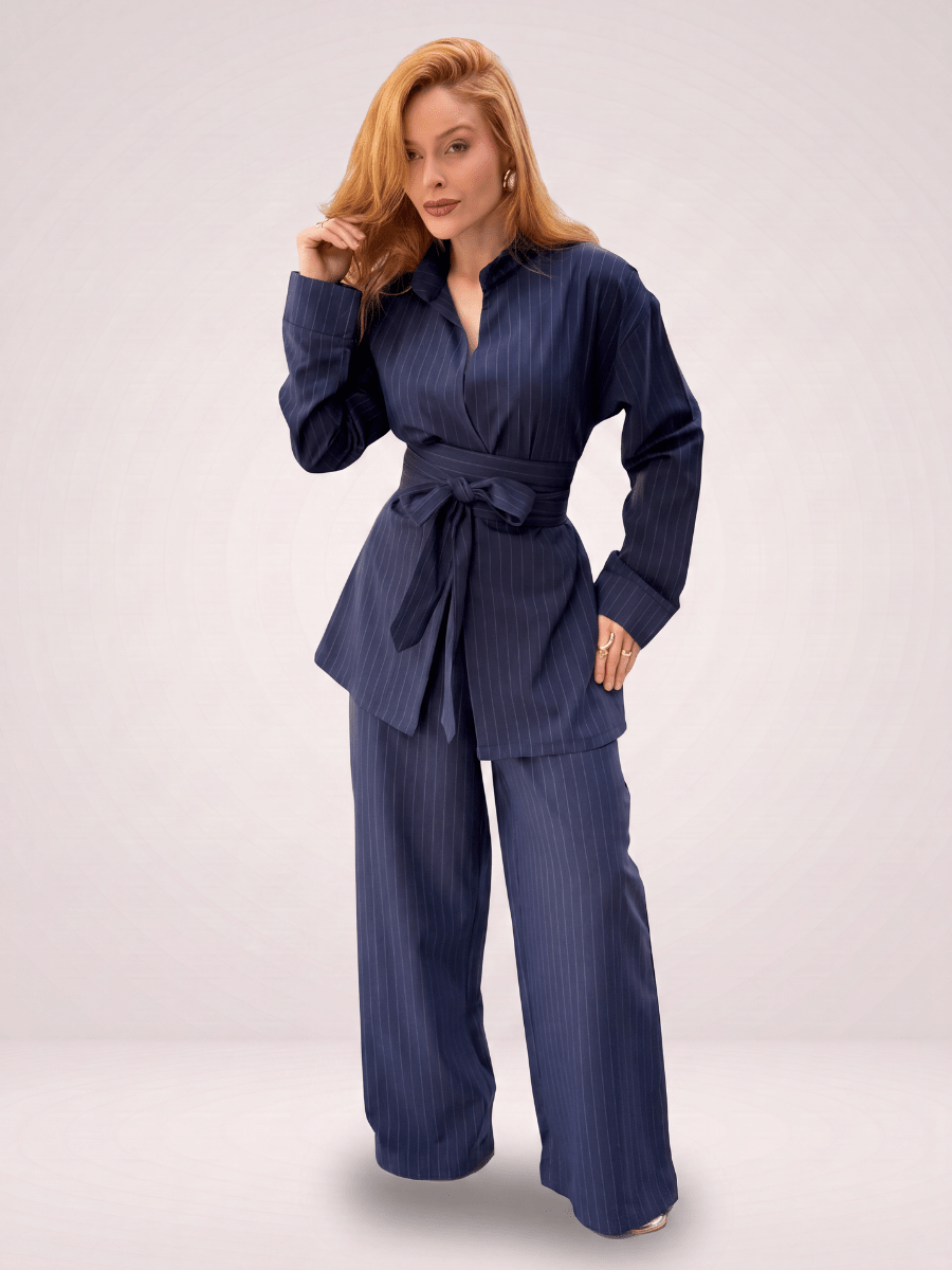 Conjunto de Alfaiataria Feminino Kimono Risca de Giz 3 em 1 - Use By Me