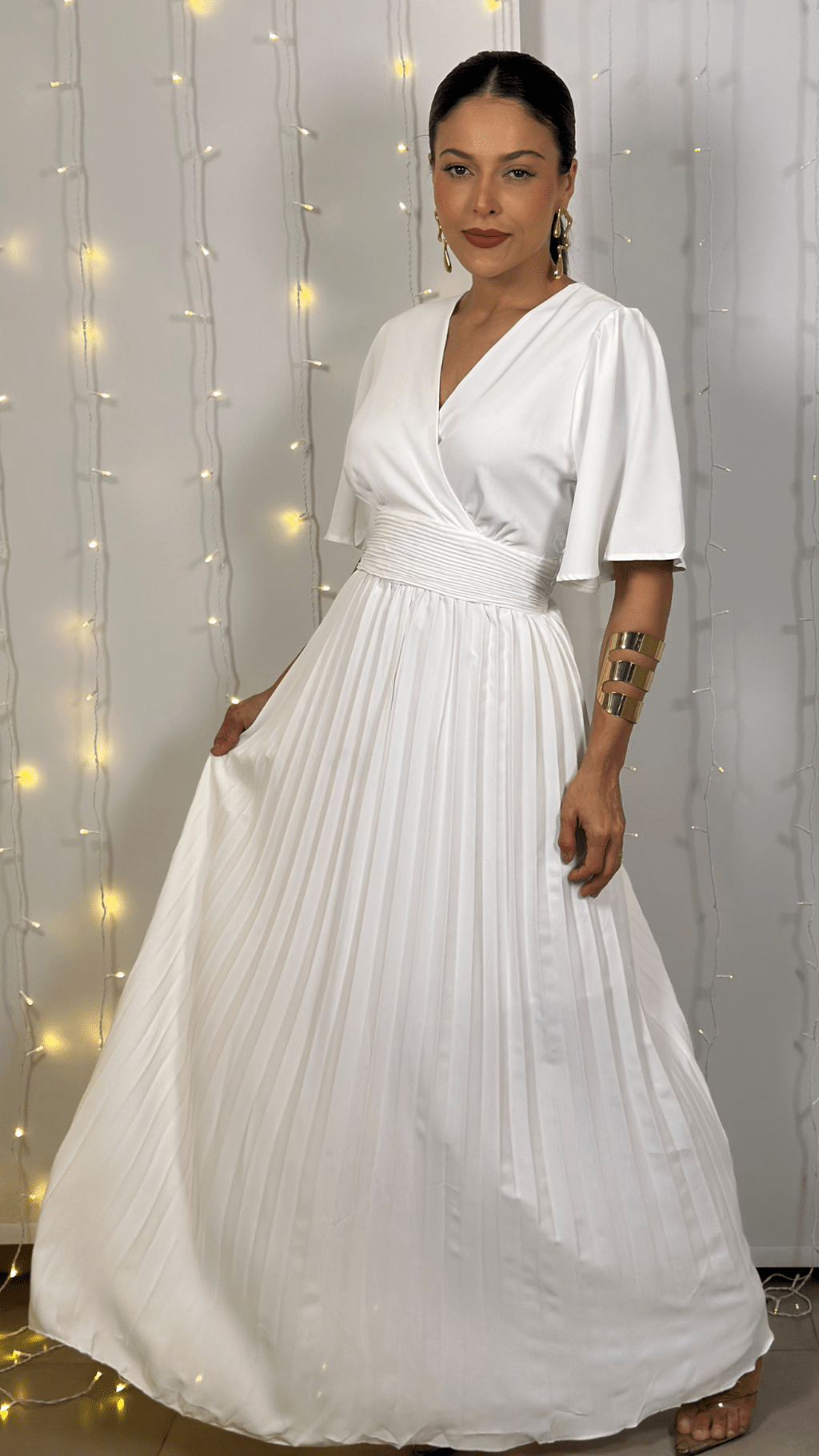 Vestido Plissado Crepe de Seda Zara - Use By Me