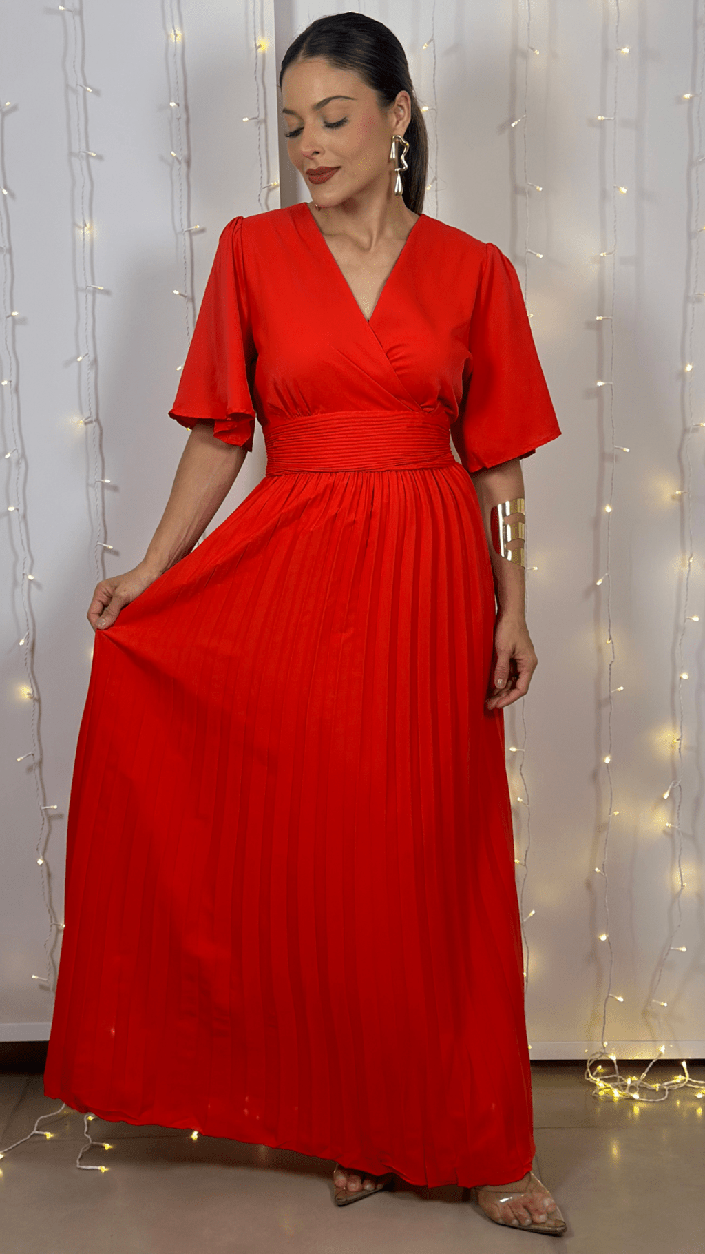 Vestido Plissado Crepe de Seda Zara - Use By Me